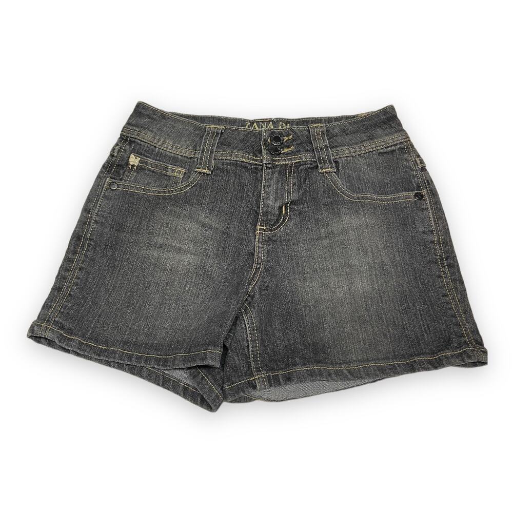 Zana Di Girls Short‎ Size 14 Black Denim Bling Flap Pockets Jean